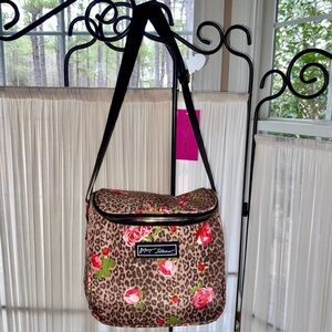 Betsey Johnson Leopard Rose Insulated Cube Lunch Tote NWT